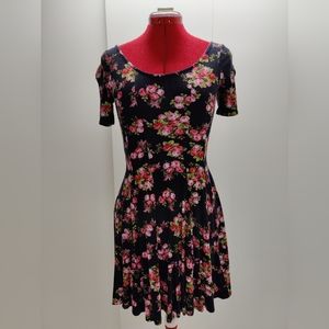 Black floral knit summer dress